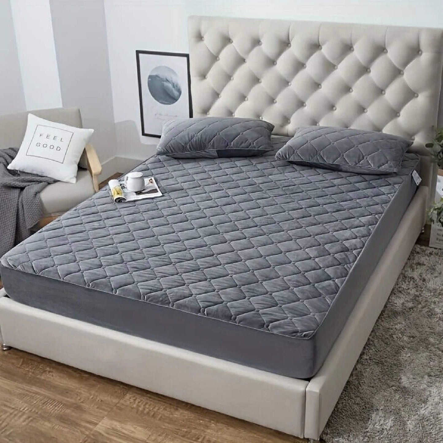 PROTECTOR CUBRECOLCHÓN AFELPADO PREMIUM💎✨+ 2 FUNDAS DE ALMOHADA GRATIS