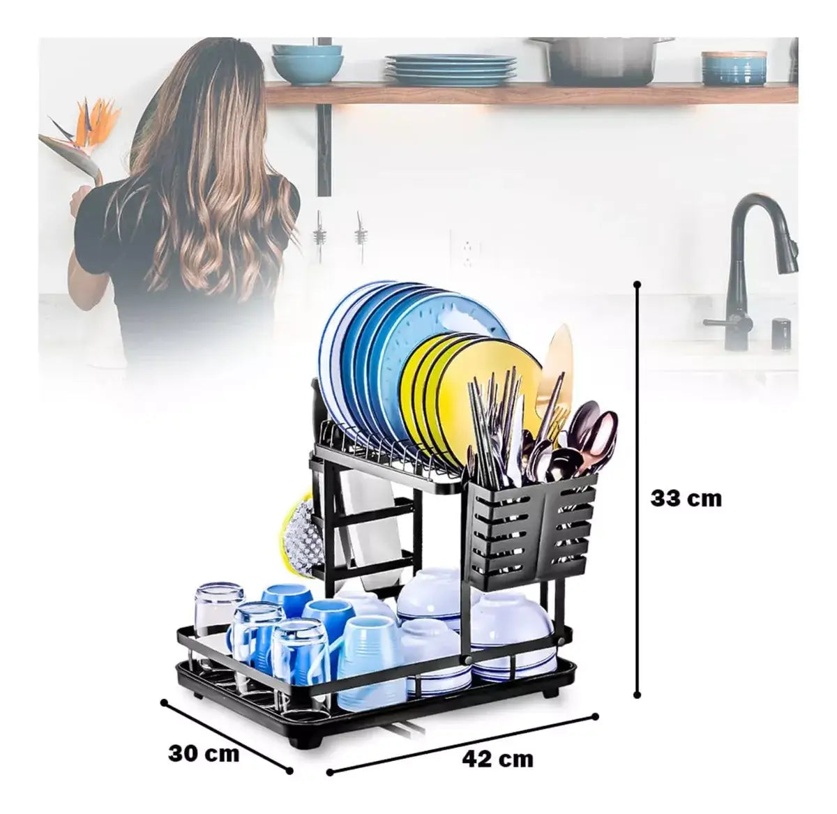 Dishy® Escurridor de 2 Niveles en Acero al Carbono – Importado 🇺🇸 🎁HOY 40%DCTO🎁