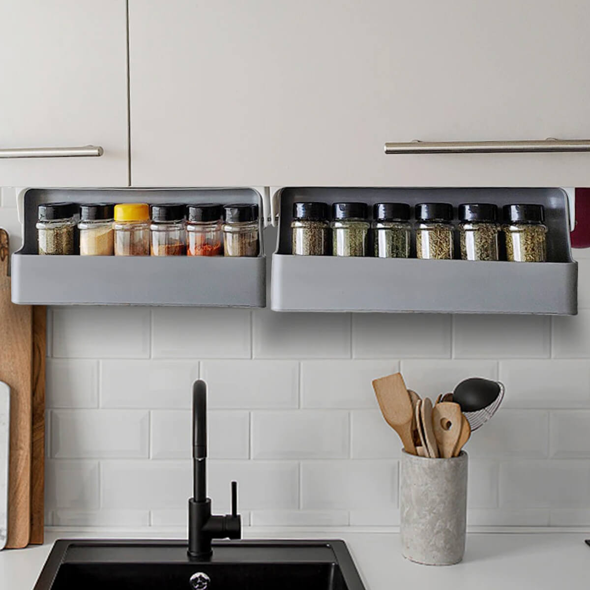 Organizador de Especias Moderno y Expandible 🇺🇸 Importado de USA + 6 Frascos 🎁