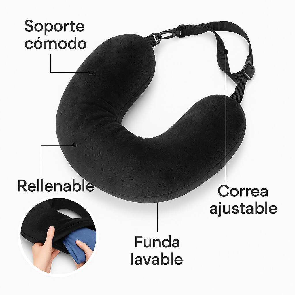 💤✈️ SmartTravel® Cojín de Viaje 2 en 1 — Empaca Inteligente, Descansa Mejor.