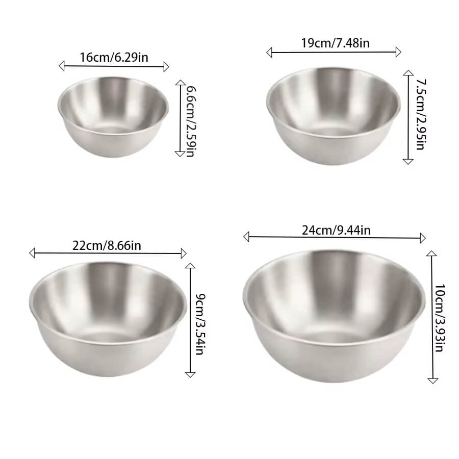 Pack x4 Tazones de Acero Inoxidable Premium - Importados 🇺🇸