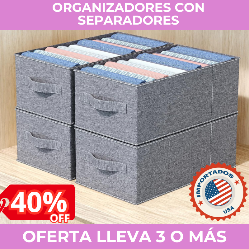 💃👗👖SET X3 Organizadores Plegables Ahorra Espacio con Separadores - Importado de USA 🇺🇸