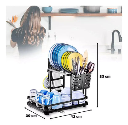 Dishy® Escurridor de 2 Niveles en Acero al Carbono – Importado 🇺🇸 🎁HOY 40%DCTO🎁