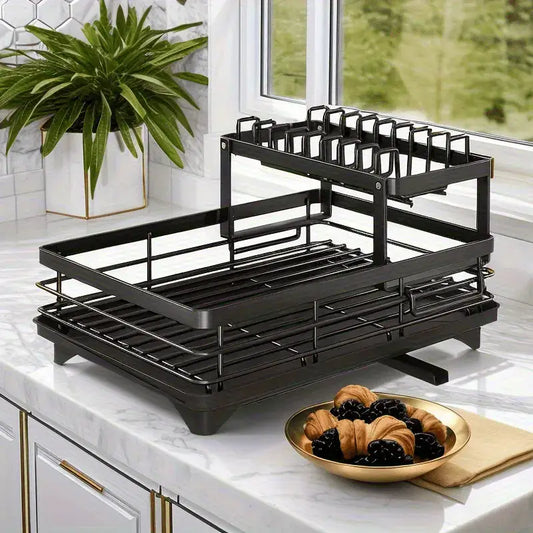 Dishy® Escurridor de 2 Niveles en Acero al Carbono – Importado 🇺🇸 🎁HOY 40%DCTO🎁