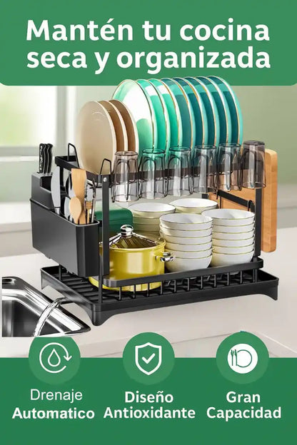 Dishy® Escurridor de 2 Niveles en Acero al Carbono – Importado 🇺🇸 🎁HOY 40%DCTO🎁