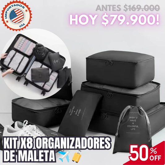 KIT X8 ORGANIZADORES DE VIAJE - Importados 🇺🇸